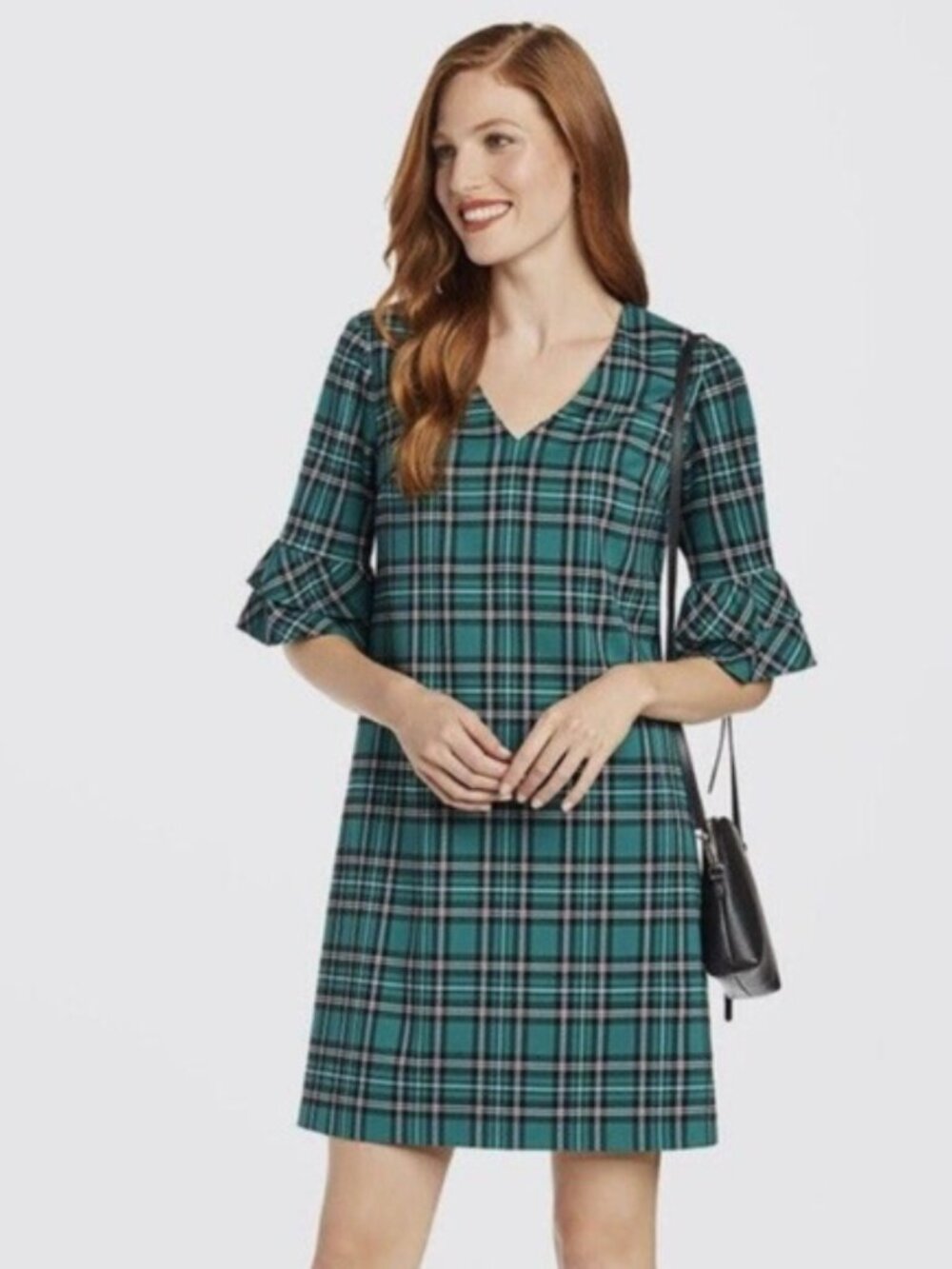 NWT Draper James Angie Plaid Ruffle Sleeve Shift Dress Size 2